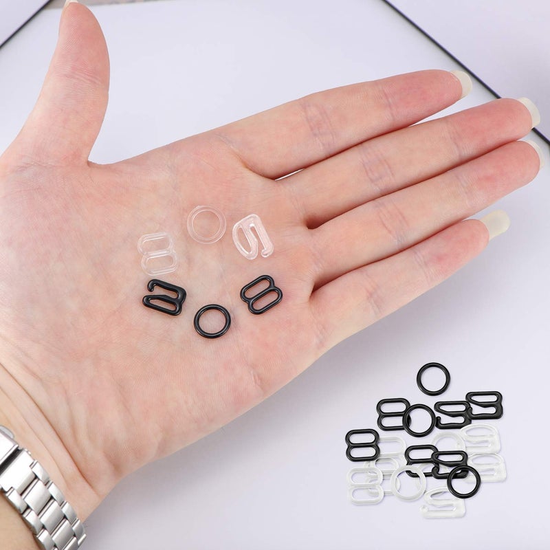 SelfTek 120 Pieces Bra Strap Clips Hook for Back, 8mm Bra Converting Racerback Adjuster Clips Lingerie Strap Slides and Rings for Swimsuit To-ps and Slip Dress with a Box - Image 3